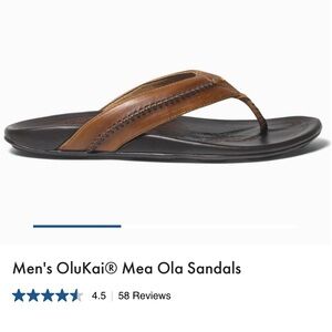 OluKai Men's Mea Ola Tan and Black Sandals